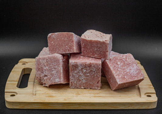 Lean Ground Pork - (Ground Fine) Cubed Approx 8 oz pcs (Frozen)