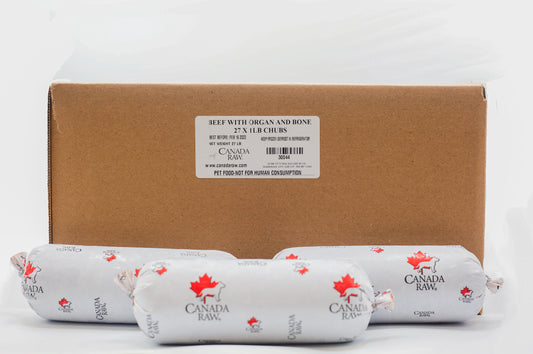 Medium Ground Beef with Organ and Bone (27  x 1lb chub case)