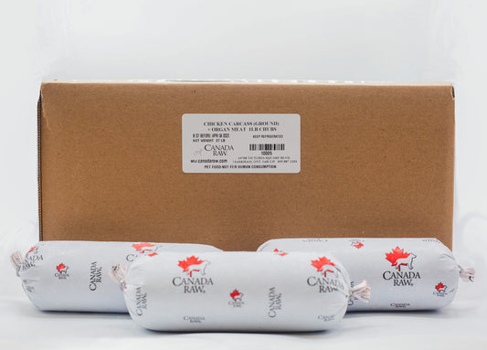 Chicken Carcass - (Ground) 25 LB + 2 LB Organs = 27 LB (1LB Chubs Frozen)