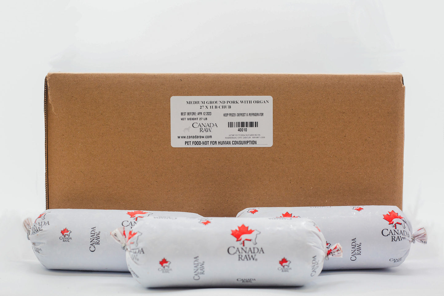 Medium Ground Pork with Organ and Bone (27 x 1lb chub case)