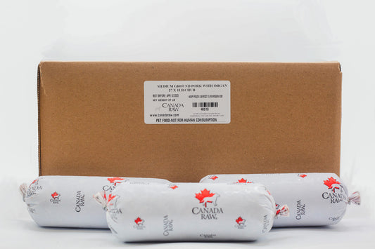 Medium Ground Pork with Organ and Bone (27  x 1lb chub case)