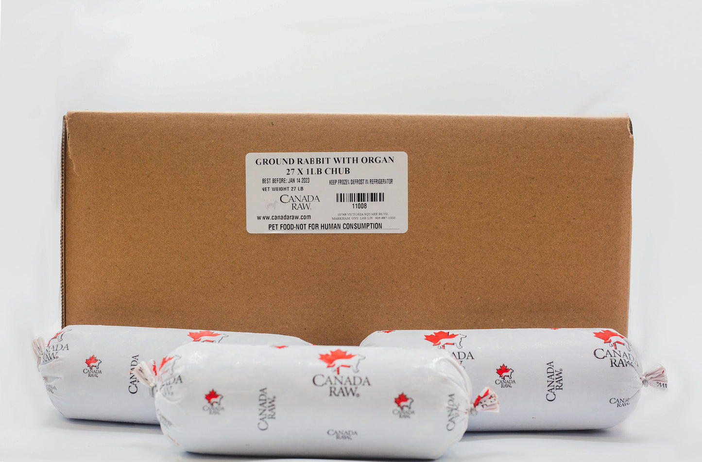 Rabbit Carcass Ground with Organ (27x 1lb Chub Case Frozen)